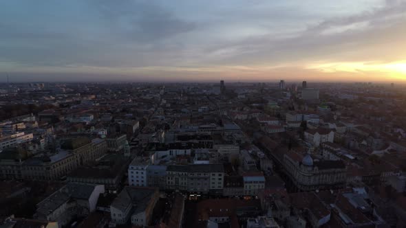 Aerial view of Zagreb in the evening