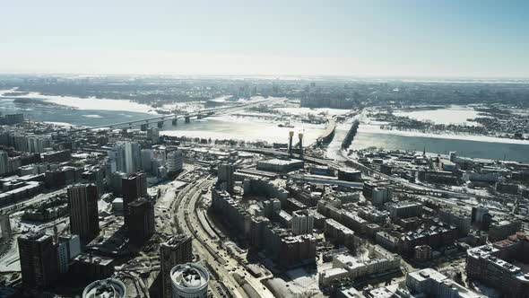 Aerial Photography of Cityscapes in Winter