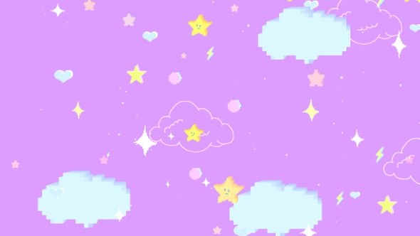 Pixel Purple Stars Sky