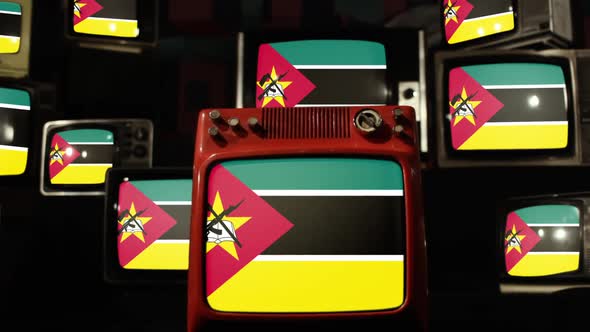 Flag of Mozambique and Retro TVs.