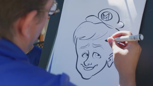 Drawing a caricature