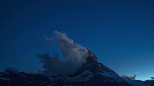 Matterhorn alps switzerland mountains snow peaks ski timelapse stars night