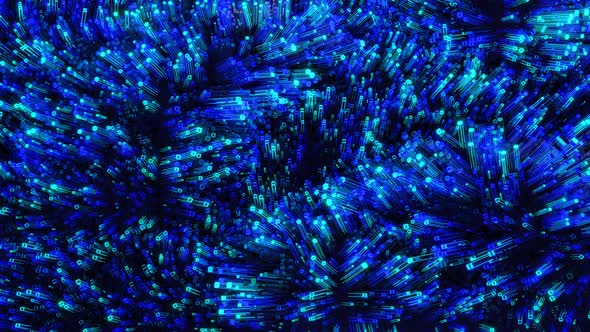 Waves of Blue Color Runs Along Glow Blocks Form a Beautiful Pattern on Waving Surface Like Garland