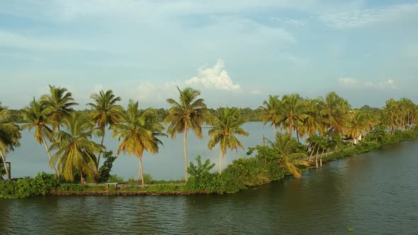 Fish farming in vembanad lake,Eco-tourism,aerial shot