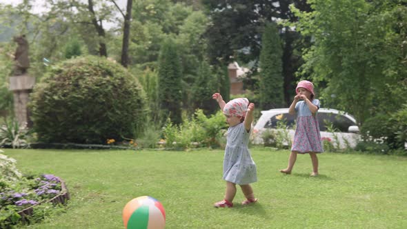 Happy Preschoold Toddler Children Play with and Soap Bubbles