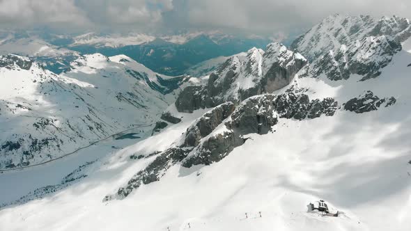 Beautiful Snowy Mountains in Dolomites, Italy