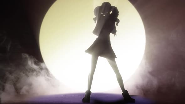 Silhouette K Pop Dancer In Lighting Stage 3D Animation