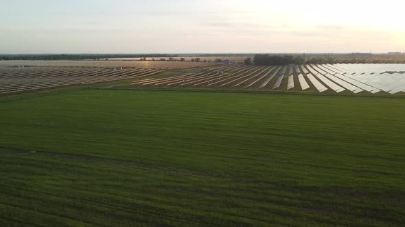 Aerial Top View of a Solar Panels Power Plant