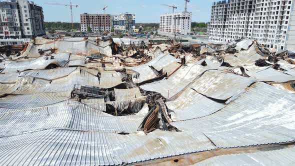 War in Ukraine  Destroyed Building of a Shopping Center in Bucha