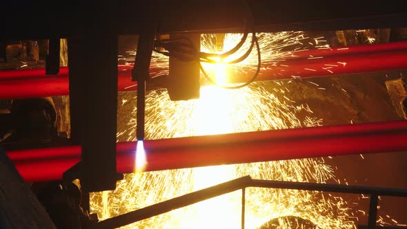 The Beams are Cut in Closeup at the Factory