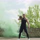 Training with Kettlebells, Intense Strength Exercise Outdoor with Smoke Background - VideoHive Item for Sale