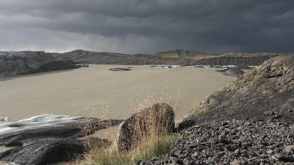 Iceland. Melting glacier in Iceland. Glacial Lake. Global warming effect, climate change concept