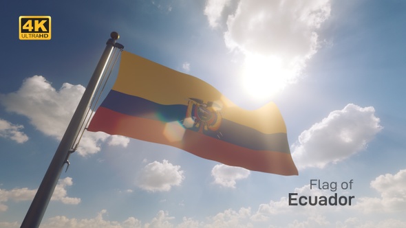 Ecuador Flag on a Flagpole V2 - 4K