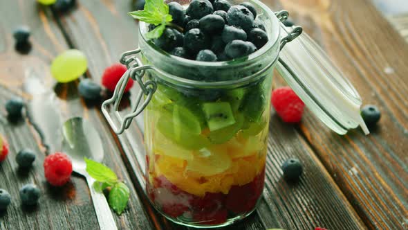 Fresh Fruits in Glass Jar 