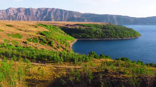 Nemrut Volcano in Turkey Mountain and Hills with Forest in Summer Sunny Weather Dramatic Geological