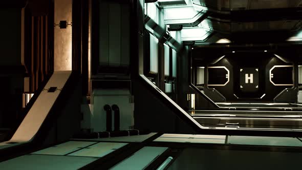 Realistic Futuristic Scifi Spaceship Corridor alt