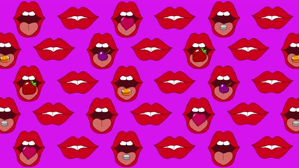 Lips Tongue Animation Background Installation 
