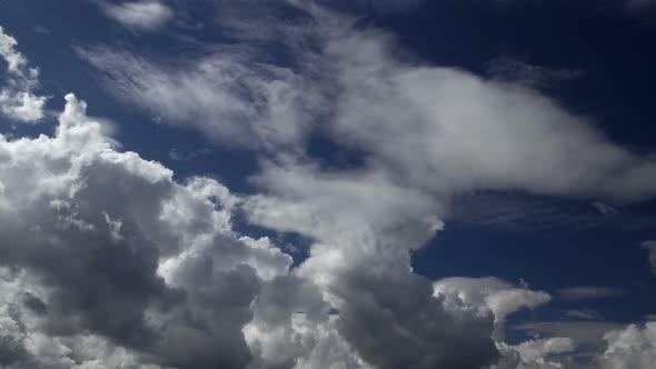 Cumulus clouds timelapse with blue sky.