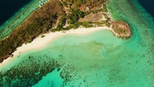 Small Torpical Island with White Sandy Beach Top View