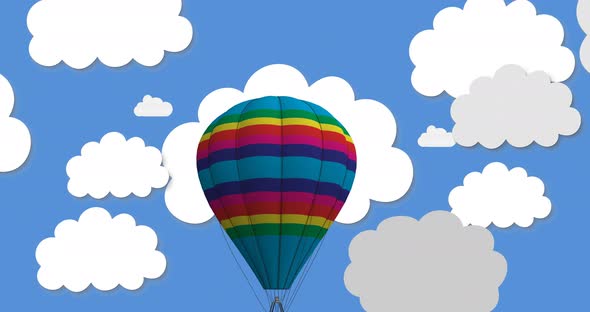 Air balloon flying against clouds and sky