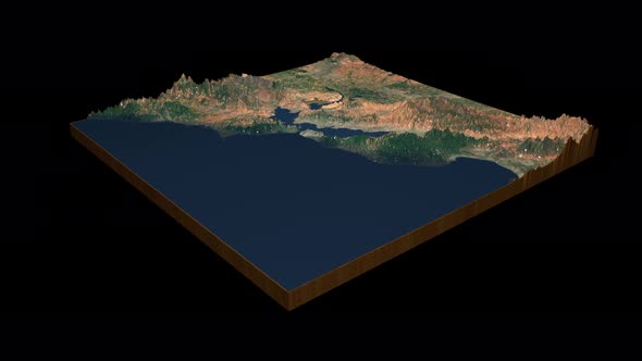 San Francisco terrain map 3D render 360 degrees loop animation