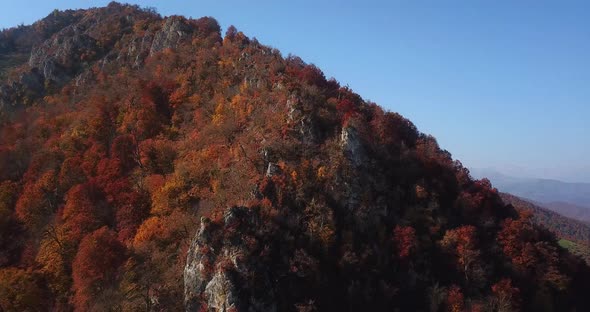 Aerial Move Up Rising Shot in 4K in Iran Mountain Forest - Fall Season in Mazandaran Savadkuh Arfade