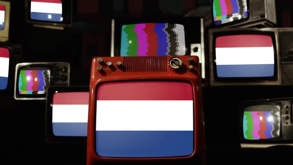 Flag of the Netherlands and Retro TVs.