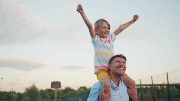 Happy little boy with dad