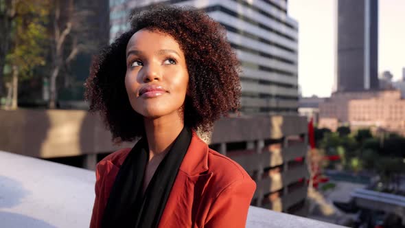 African American business woman in downtown Los Angeles