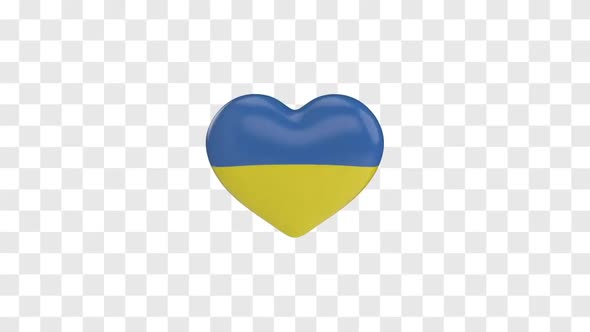 Ukraine Flag on a Rotating 3D Heart