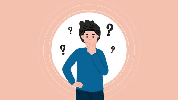 Man Asking Questions and Thinking Cartoon Animation