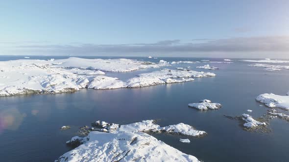 Antarctica Polar Ocean Seascape Aerial Flight View