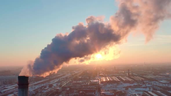 Industry Pipes Pollute the Atmosphere with Smoke