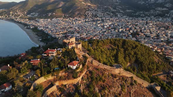 Alanya Castle - Alanya Kalesi Aerial View. Turkey