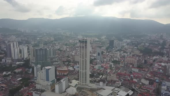 Drone shot of KOMTAR building