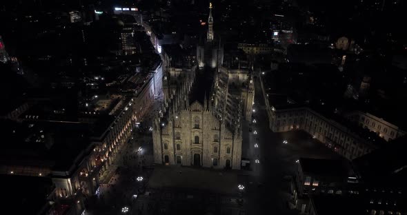 Beautiful Duomo Di Milano Cathedral Illuminated at Night