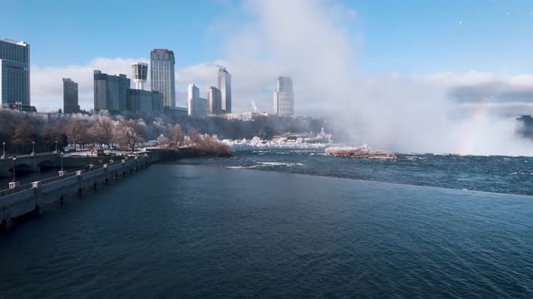 Aerial View From Drone Taking Off at Niagara Falls, Ontario, Canada