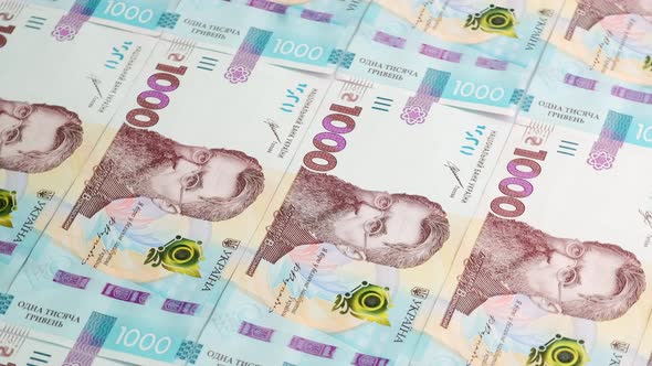 Side View 360 Rotation Banknotes of 1000 Ukrainian Hryvnias