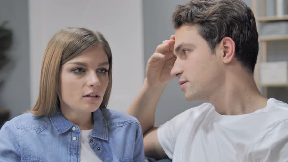Close Up of Frustrated Girl Talking with Boyfriend, Argument and Discussion