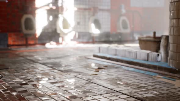 Abantoned Old Public Toilet with Bright Lights alt