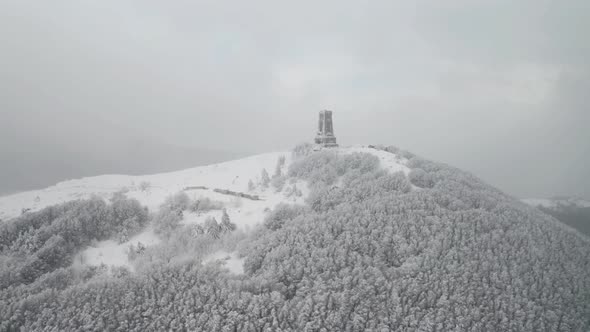 Drone flight around the Liberty Monument in Bulgaria