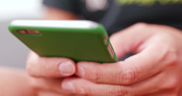 Woman Use of Mobile Phone, Close Up