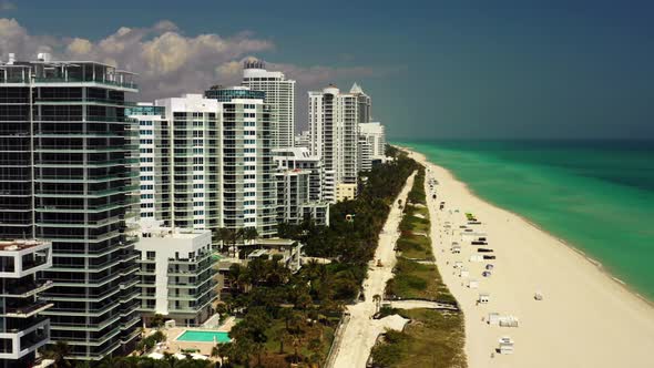 Miami Beach condominiums and dunes by the sea