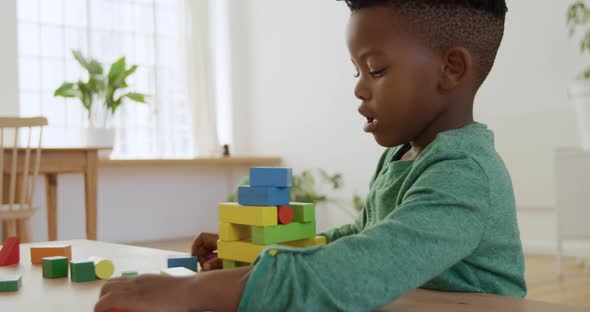 Young boy playing at home alt