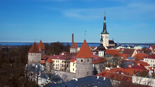 Aerial View of Tallinn Medieval Old Town, Estonia