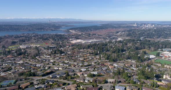 Aerial View Of Bellevue Downtown Seattle City Skyline