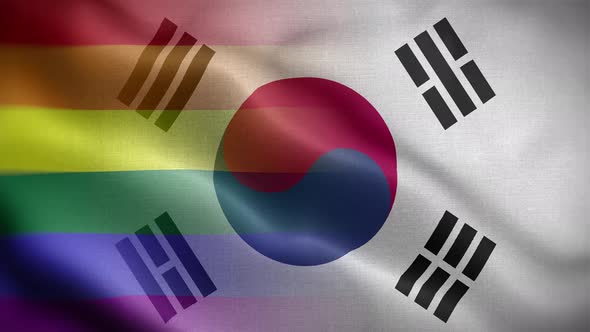 LGBT Korea South Flag Loop Background 4K