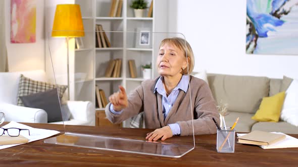 Senior Woman Using Invisible AR Display