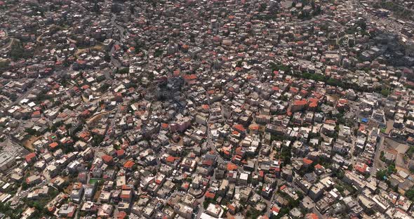 Aerial view of the Arab city of Um al Fahm in Northern Israel.