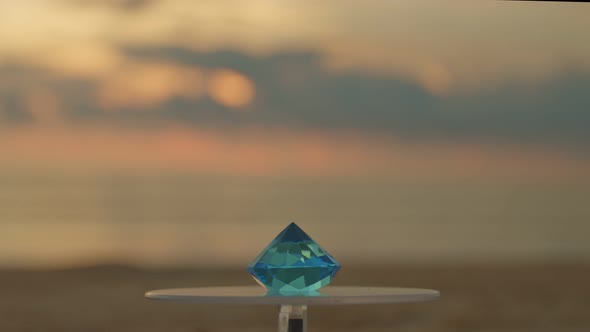 Aquamarine Blue Diamond At Sunset